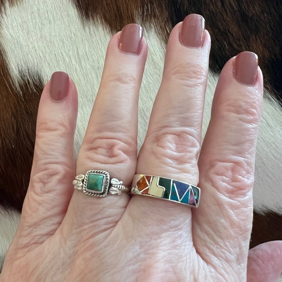 ❤️ Sonoran Gold Turquoise 6.5 Size Ring 925 Southwestern Navajo Style 2 Gm - Picture 8 of 14